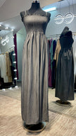 Dark Gray Color 2pcs set Shirred dress with Robe.