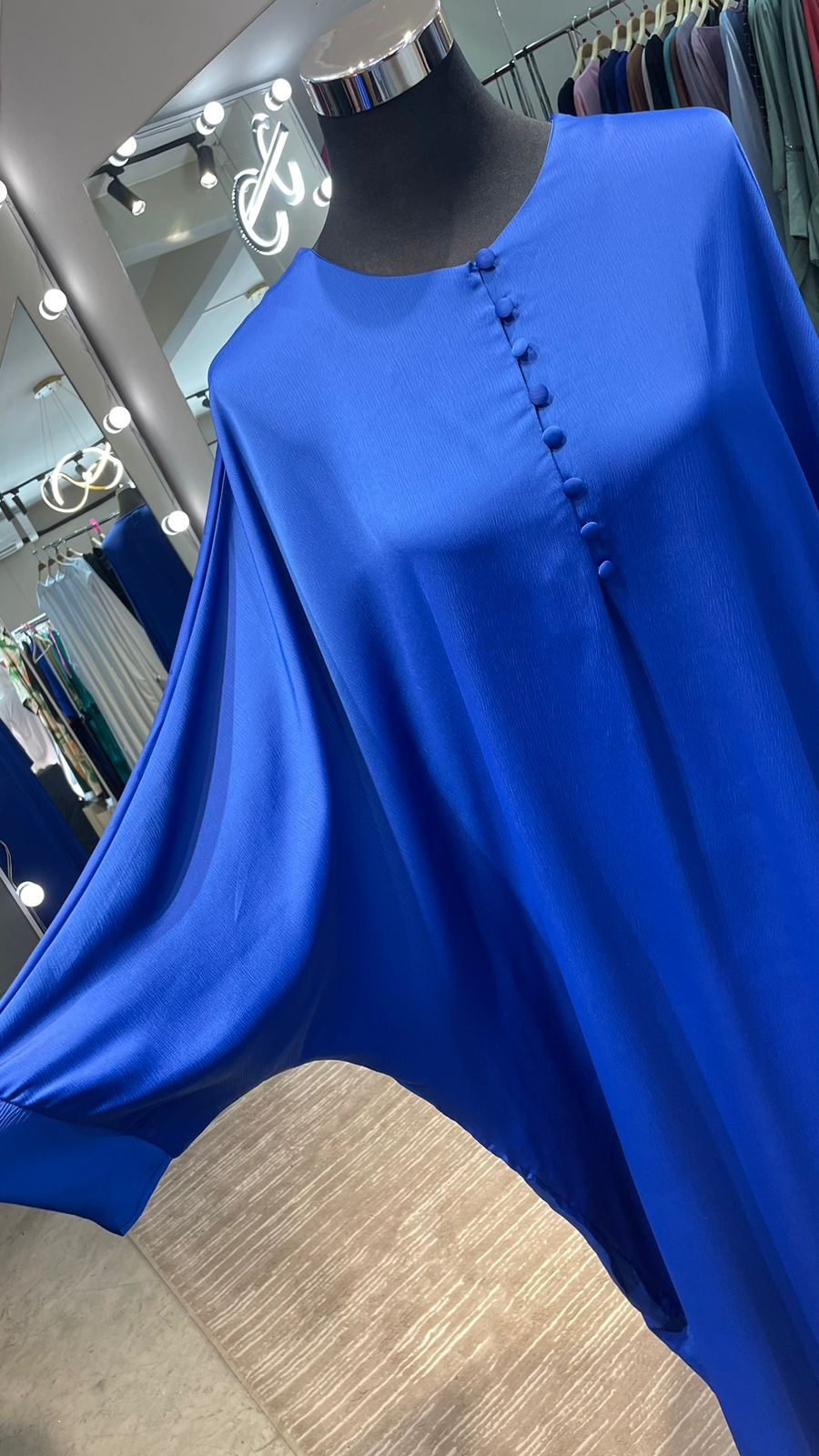 Royal Blue Kaftan with button design.