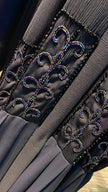 Dark Blue Zoom Abaya With Pleated and Beads design.