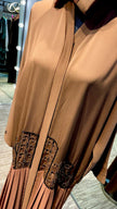 Brown Zoom Abaya With Pleated and Beads design.