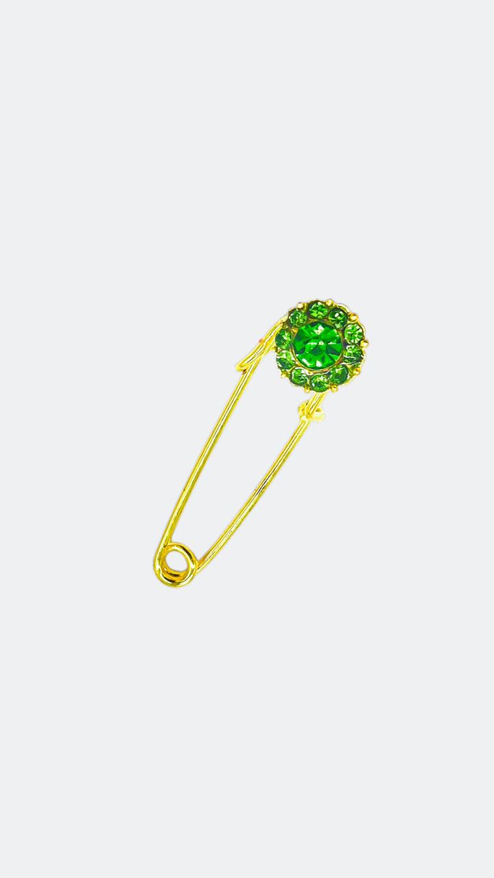 Green Stone Flower Shape Pin.