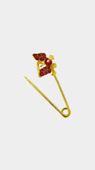 Red Stone Butterfly Flower Shape Pin.