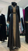 Black Wide cut Abaya Embellished with Brown Lace and Rhinestones