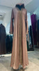 Cacao Brown Wide cut Abaya Embellished with Brown Lace and Rhinestones