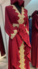 Maroon Red Flare Sleeve Abaya Dress with Gold Embellishment