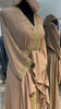 Beige Flare Sleeve Abaya Dress with Gold Embellishment