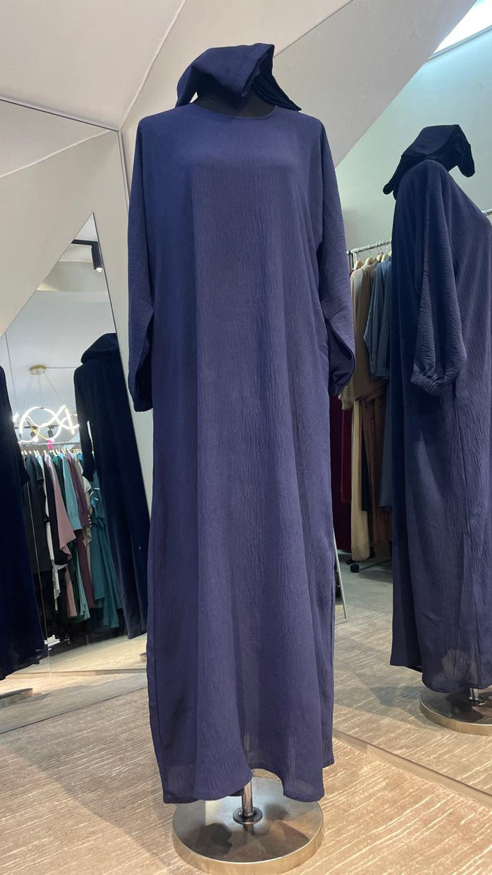 Navy Blue Color Two side pockets Casual Abaya Dress/Inner