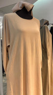 Beige Color Two side pockets Casual Abaya Dress/Inner