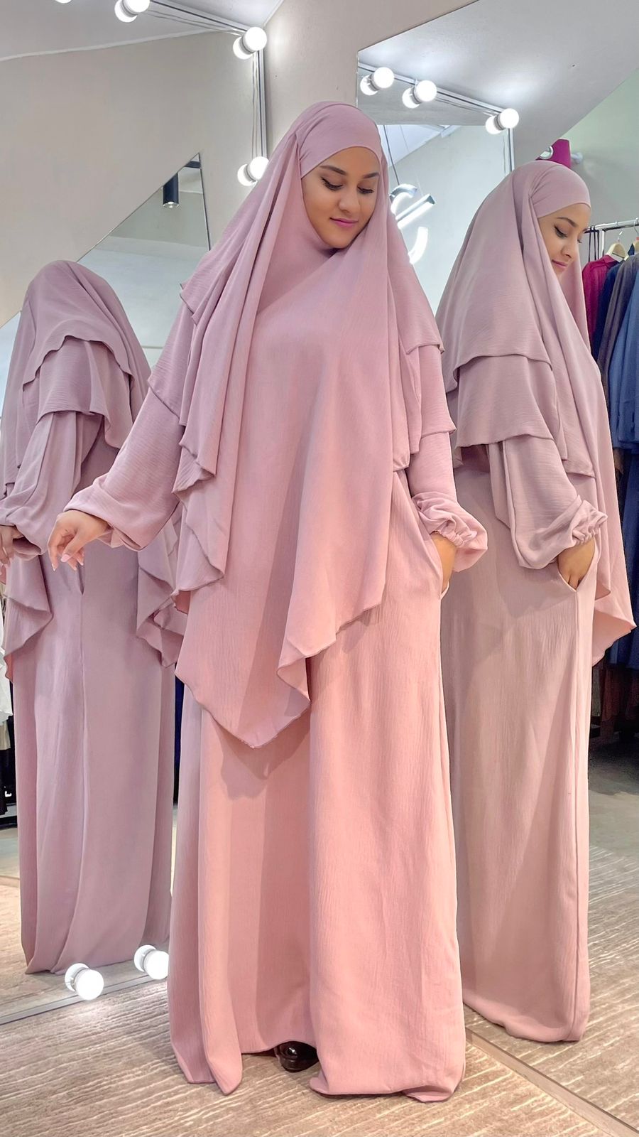 Pink CY Fabric Khimar set