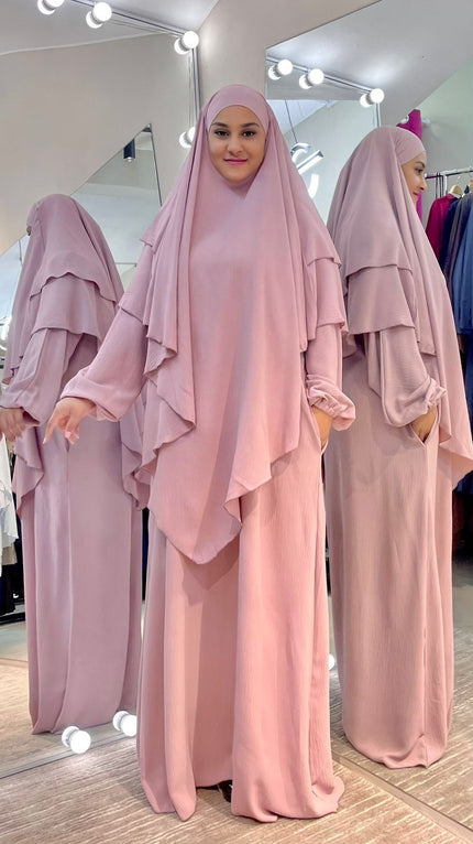 Pink CY Fabric Khimar set