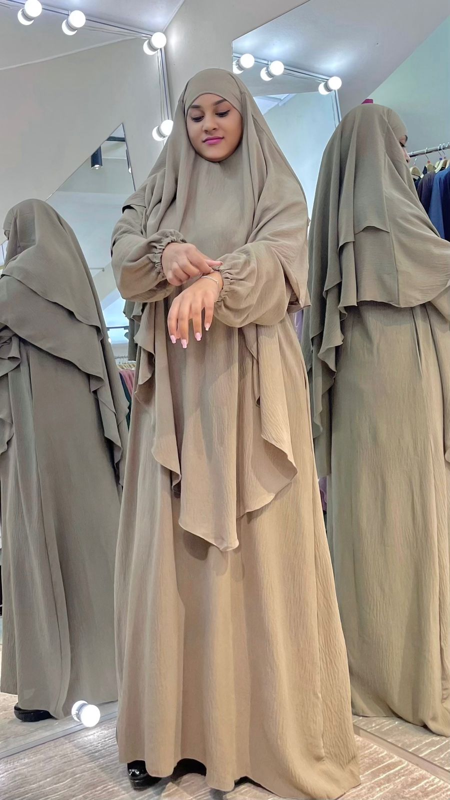 Taupe CY Fabric Khimar set