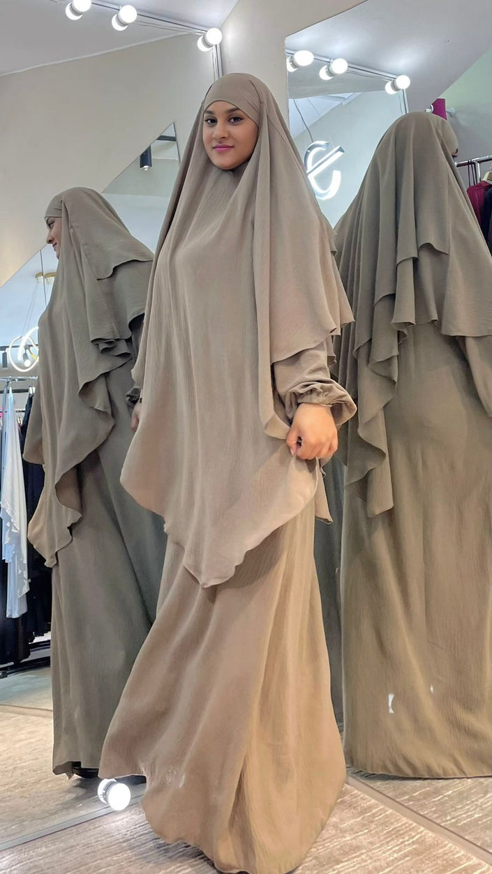 Taupe CY Fabric Khimar set