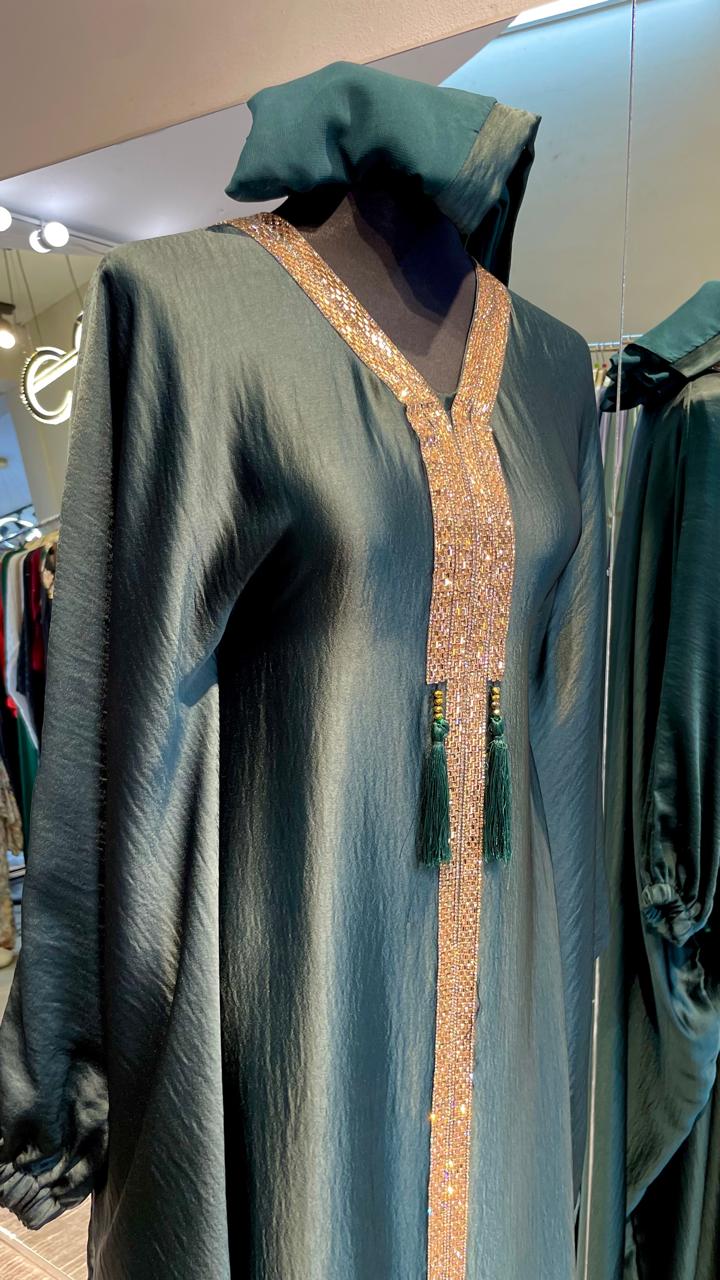 Dark Green Luxurious Harir Maqsood Farasha Abaya Dress