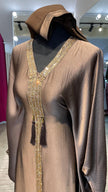 Cacao Brown Luxurious Harir Maqsood Farasha Abaya Dress.