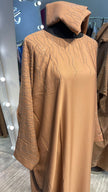 Nude Brown Nida Farasha Abaya with Stone Lining.