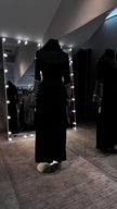 Black Nida Abaya with Kuffiyah Embroidered Sleeves