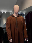 Men Chocolate Brown Short Sleeve kandura with cap.