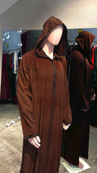 Men Chocolate Brown Short Sleeve kandura with cap.