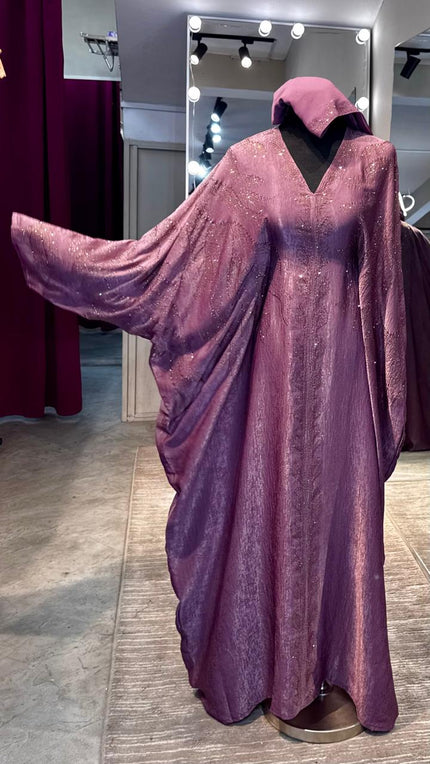 Dusty Purple Luxurious Silky Velvet Farasha Abaya.