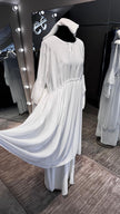 White Nida and Pleated Chiffon combination Abaya Dress