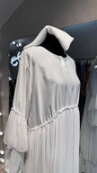 White Nida and Pleated Chiffon combination Abaya Dress