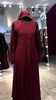 Maroon umbrella Nida & Chiffon combination with Front button and Balloon ruffle Sleeves.
