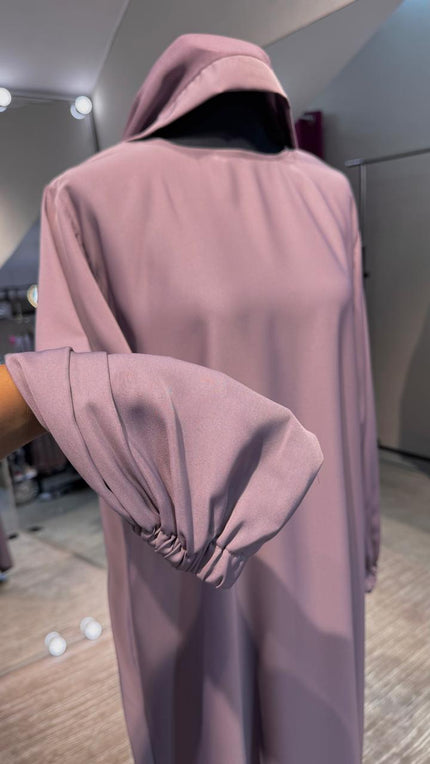 Dusty Pink Two side pockets Casual Abaya Dress/Inner