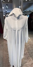 White umbrella Turtle neck with chiffon Flare shoulder.