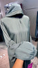 Frosty Green Nida and Pleated Chiffon combination Abaya Dress