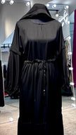 Black Nida round neck and pleated design