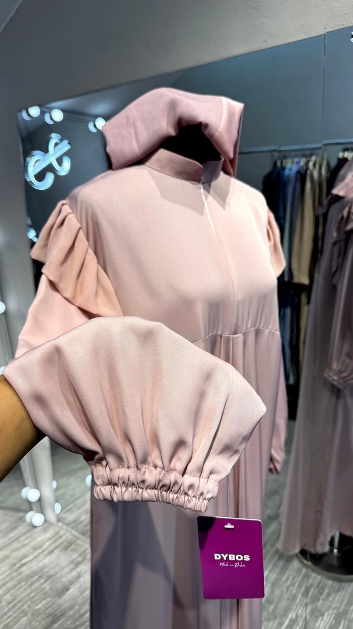 Pink umbrella Turtle neck with chiffon Flare shoulder.