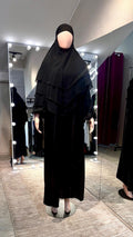 3-layer chiffon khimar Set- Black