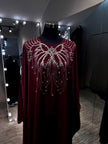 Maroon Crepe Farasha with stone.