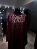 Maroon Crepe Farasha with stone.