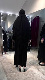 3-layer chiffon khimar Set- Black
