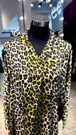 Green Satin Leopard printing Kaftan