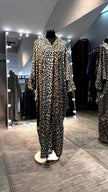 Brown Satin Leopard printing Kaftan