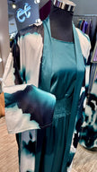 Green satin dress with Shirred design