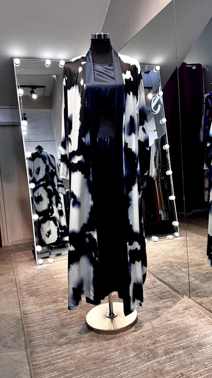 Dark Blue satin dress with Shirred design