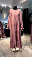 Dusty pink 3 layers pleated cotton dress