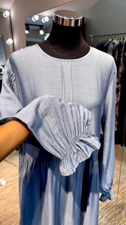 Jeans Blue 3 layers pleated cotton dress