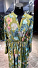 Olive green Floral Linen dress