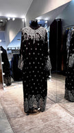 Black cotton dress with flower print