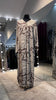 Brown cotton V neck dress with Kashmir printing