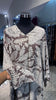 Brown cotton V neck dress with Kashmir printing