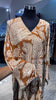 Rust cotton V neck dress with kashmir printing