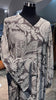 Dark gray cotton V neck dress with Kashmir printing