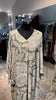 Musk green cotton V neck dress with kashmir printing