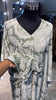 Musk green cotton V neck dress with kashmir printing
