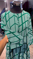 Green Farasha Kaftan with dots printing